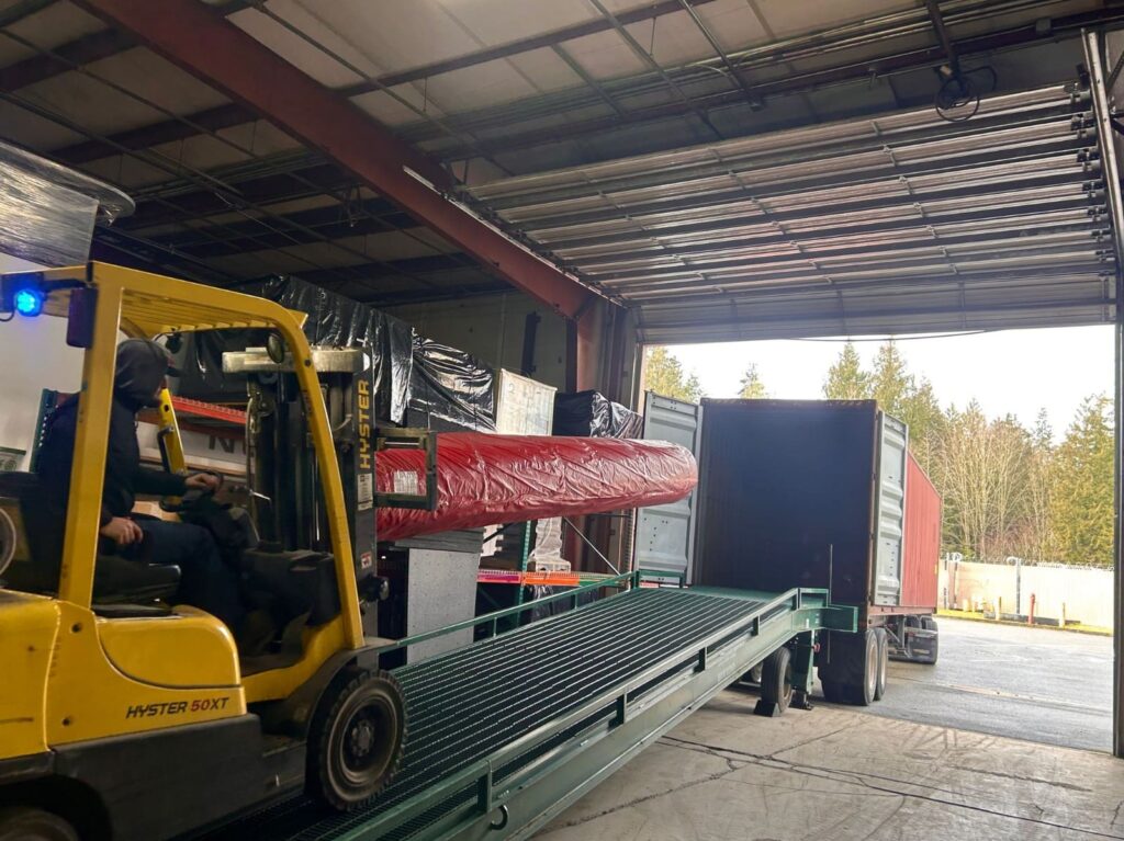 Synthetic Turf Northwest loading a large truck with turf for a wholesale customer in Fife, just past Seattle, Wa